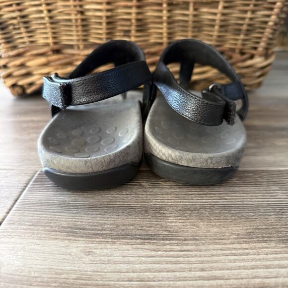 Vionic Tala Black Leather Slingback Toe-Post Sandals Women’s Size 8 - Picture 3 of 7